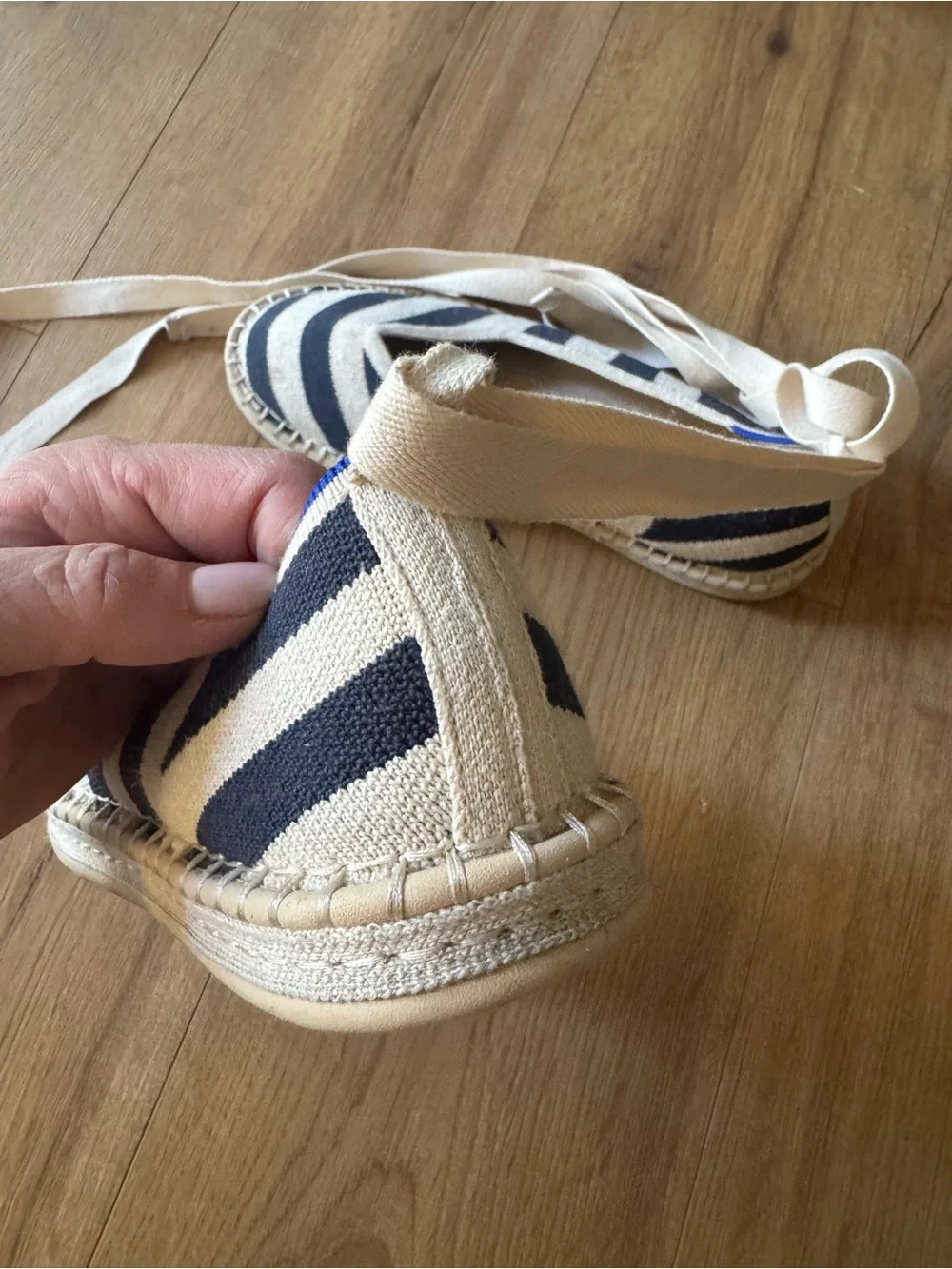 Rothy’s  Navy Stripe Ankle-Tie Espadrilles - Women